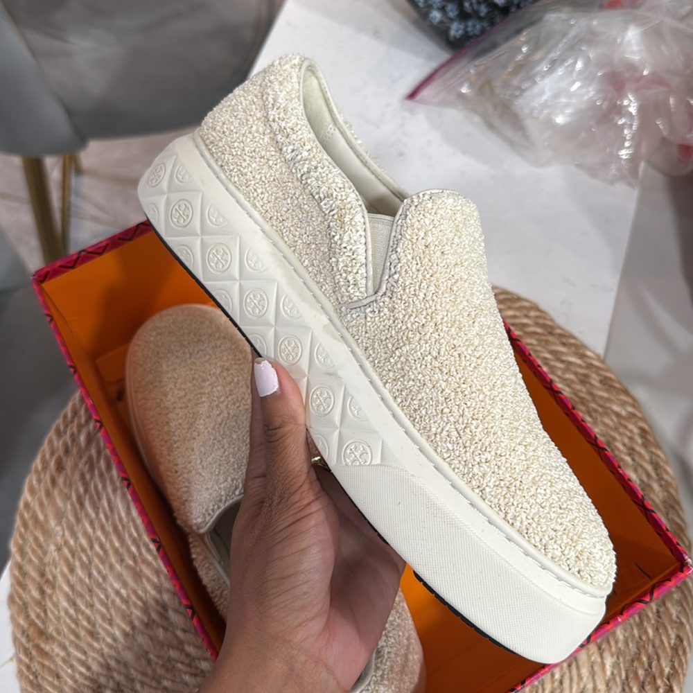 Tory Burch Textured Cream Flats